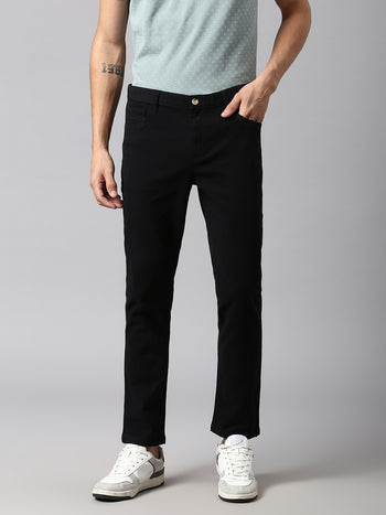 Men's Black Solid Chino