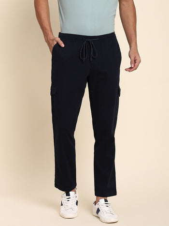 Men's Navy Cargo Comfortable Bottomwear With Smart Casual Look