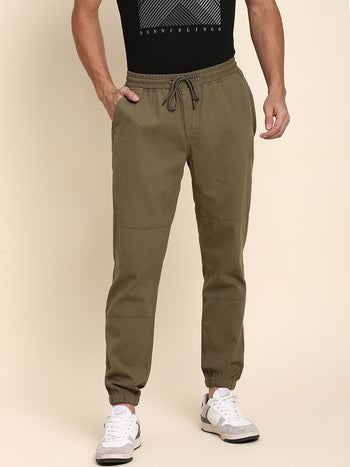 Men's Light Olive Joggers Comfortable Bottomwear With Smart Casual Look