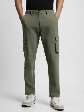 Men's Light olive with Button and fly Closure Cargo trousers