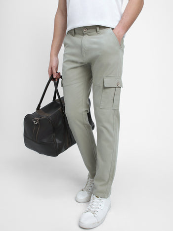 Men's Dark Olive with Button and fly Closure Cargo Pants