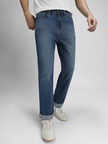 Men's Straight Fit Washed Indigo Stretchable Jeans