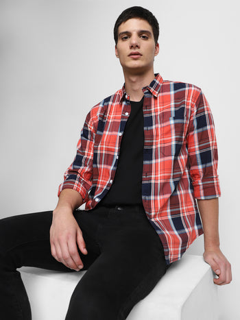 Men's Red Checkered Full Sleeve Casual Shirts