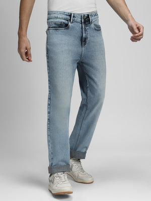 Dennis Lingo Men's Straight Fit Washed Indigo Stretchable Jeans