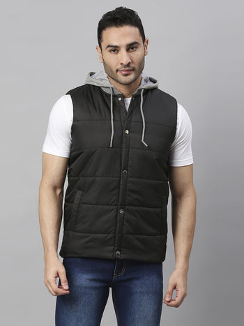 Mens Sleeveless Jacket - Lightweight Casual Winterwear  (Black)