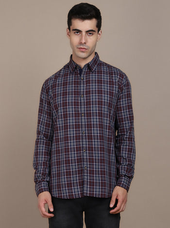 Men's Slim Fit Tartan Checked Pure Cotton Casual Shirt