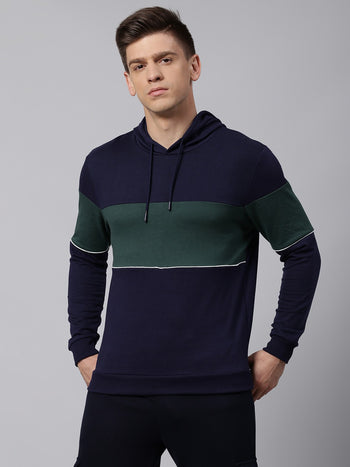 Mens Long-Sleeve Hoodie - Lightweight Casual Winterwear  (Navy)