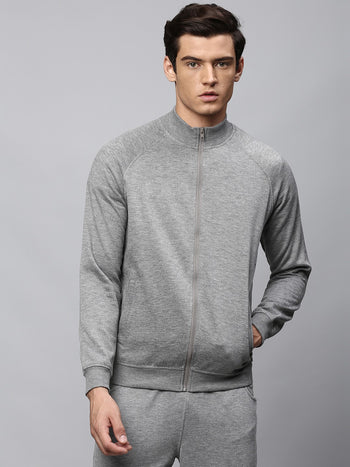 Mens Long-Sleeve Sweatshirt - Lightweight Casual Winterwear  (Grey Melange)