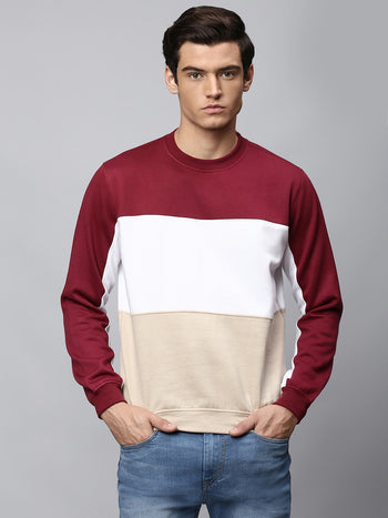 Mens Long-Sleeve Sweatshirt - Lightweight Casual Winterwear  (Wine)