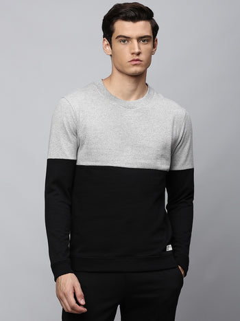 Mens Long-Sleeve Sweatshirt - Lightweight Casual Winterwear  (Grey Melange)