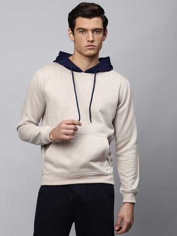 Mens Long-Sleeve Hoodie - Lightweight Casual Winterwear  (Stone Beige)