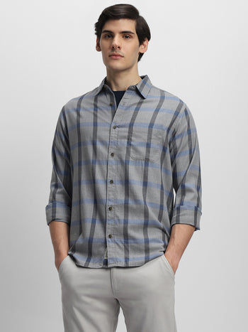 Men's Checked Pure Cotton Slim Fit Casual Shirt