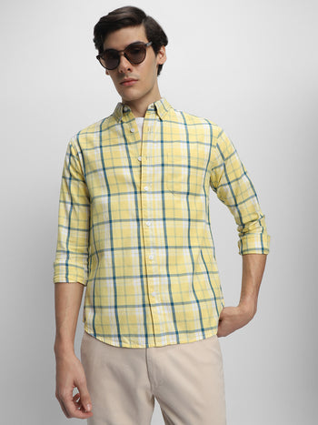 Men's Slim Fit Checked Pure Cotton Casual Shirt