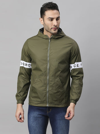 Mens Long-Sleeve Jacket - Lightweight Casual Winterwear  (Olive)