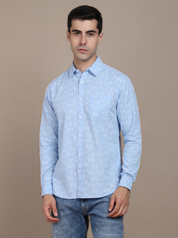 Men's Floral Printed Cotton Opaque Casual Shirt