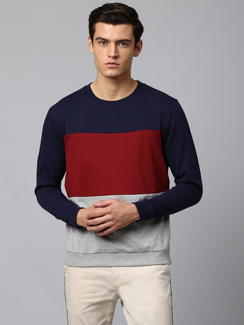 Mens Long-Sleeve Sweatshirt - Lightweight Casual Winterwear  (Navy)