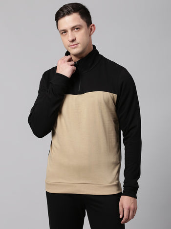 Mens Long-Sleeve Sweatshirt - Lightweight Casual Winterwear  (Khaki)