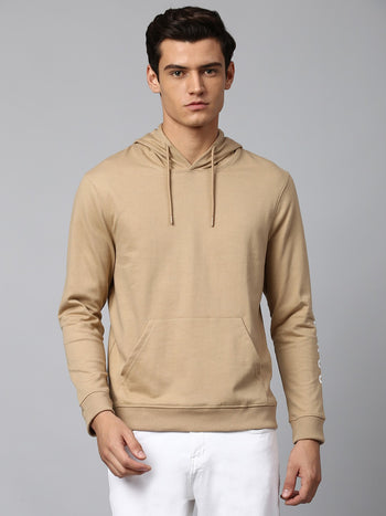 Mens Long-Sleeve Hoodie - Lightweight Casual Winterwear  (Khaki)