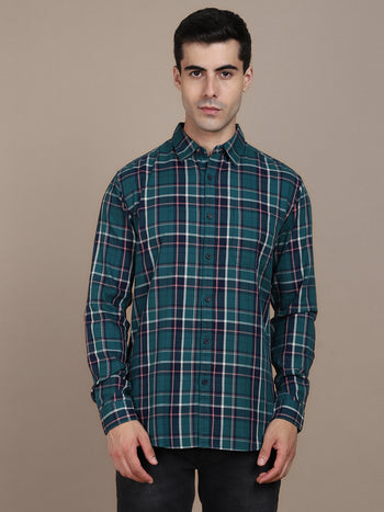 Men's Slim Fit Tartan Checked Pure Cotton Casual Shirt