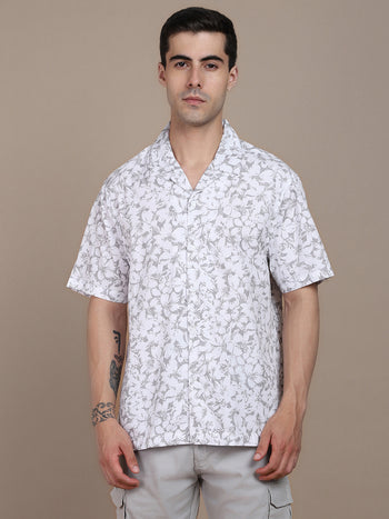 Men's Floral Printed Cotton Opaque Casual Shirt