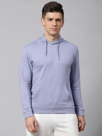 Mens Long-Sleeve Hoodie - Lightweight Casual Winterwear  (Powder Blue)