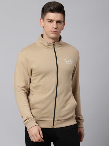 Mens Long-Sleeve Sweatshirt - Lightweight Casual Winterwear  (Khaki)