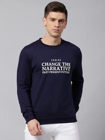 Mens Long-Sleeve Sweatshirt - Lightweight Casual Winterwear  (Navy)