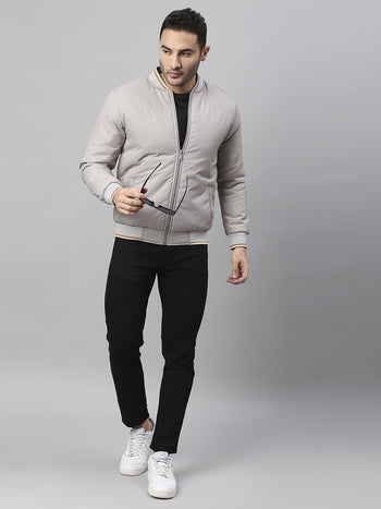 Mens Long-Sleeve Jacket - Lightweight Casual Winterwear  (Grey)