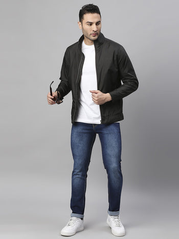 Mens Long-Sleeve Jacket - Lightweight Casual Winterwear  (Black)