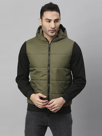 Mens Sleeveless Jacket - Lightweight Casual Winterwear  (Olive)