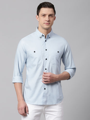 Men's Blue Slim Fit Casual Shirt