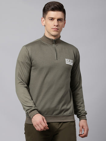 Mens Long-Sleeve Sweatshirt - Lightweight Casual Winterwear  (Light Olive)