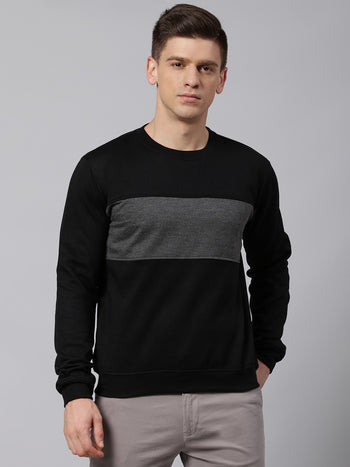 Mens Long-Sleeve Sweatshirt - Lightweight Casual Winterwear  (Black)